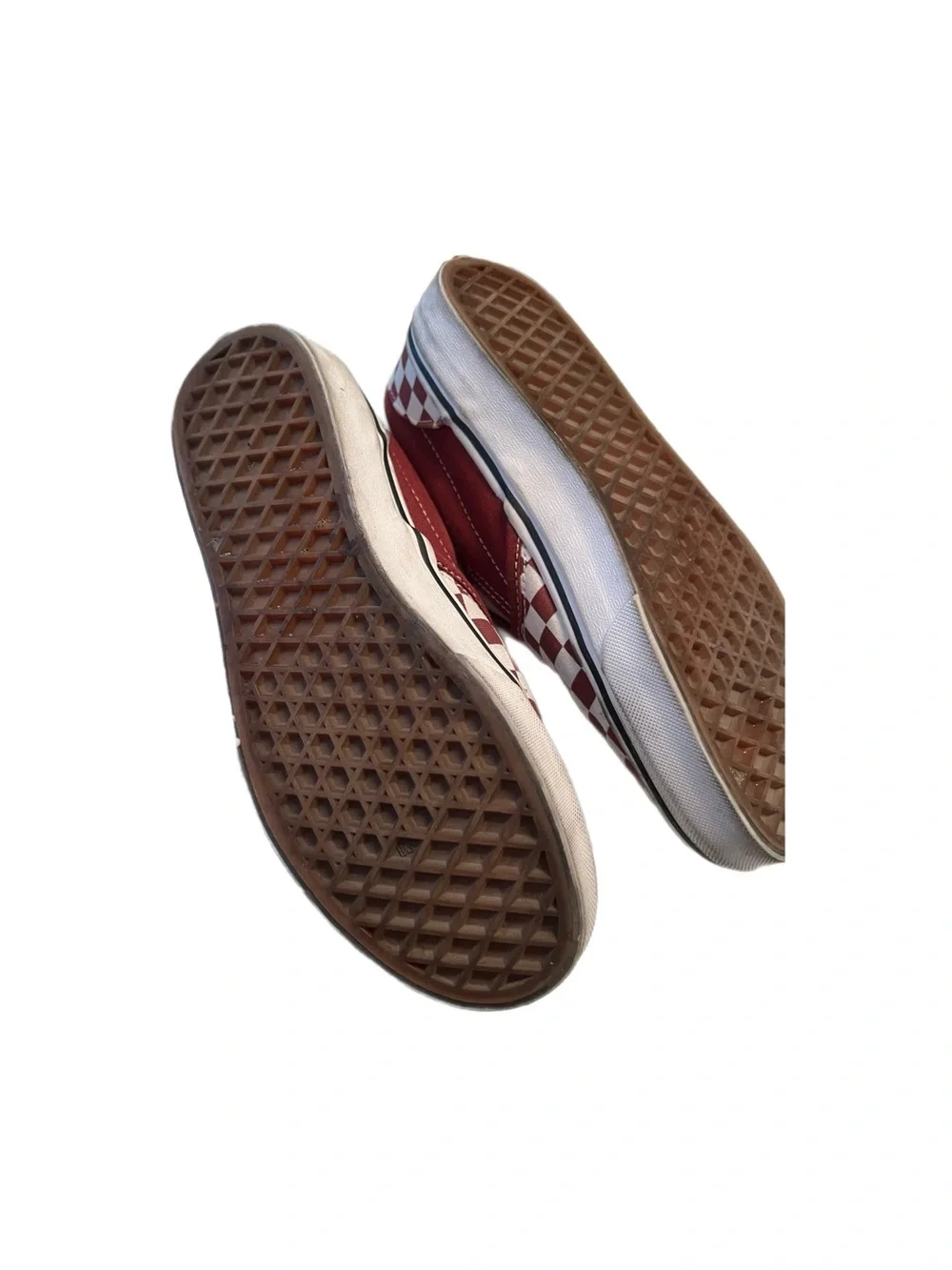 Vans Kids Checkerboard Slip-On Sneakers in Maroon and White